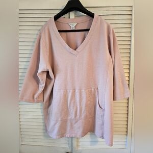 Pink V-Neck Pullover Top